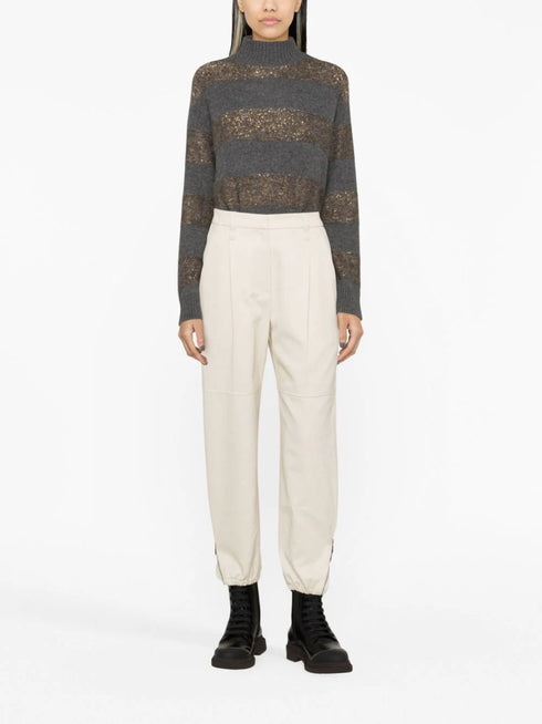 pleat-detailing cotton tapered trousers